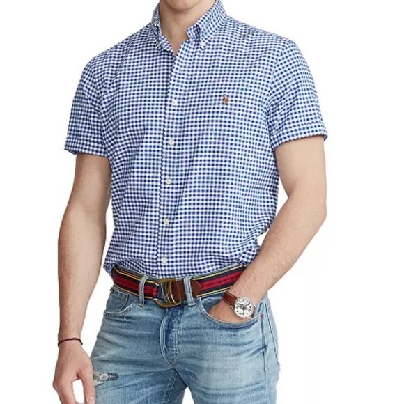 Polo Ralph Lauren Other - POLO RALPH LAUREN Gingham Poplin Red Polo Pony Short Sleeve Men's Shirt Size XXL